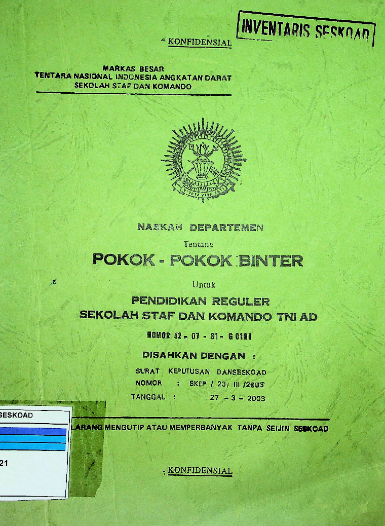 NASKAH DEPARTEMEN TENTANG POKOK POKOK BINTER
